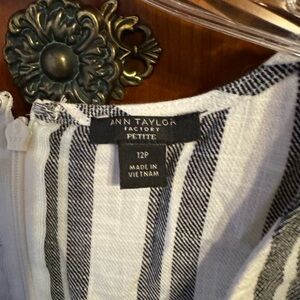 Ann Taylor Black and White Striped Jumpsuit